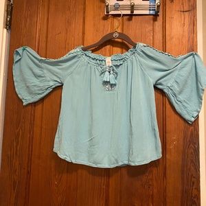 Justice blue top with tassel detailing size 8 girls